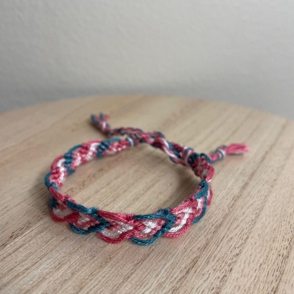 Pink Turquoise Woven Bracelet